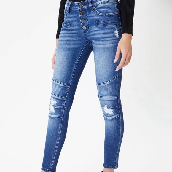 KanCan Motto High-Rise Button Down Fly Distressed Skinny Jeans Women’s Sizes NWT - Picture 3 of 16